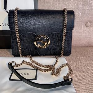 New Gucci Leather Black Crossbody Bag